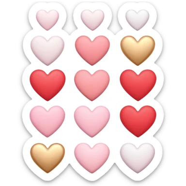 Romantic pastel red and pink and white and gold hearts sticker