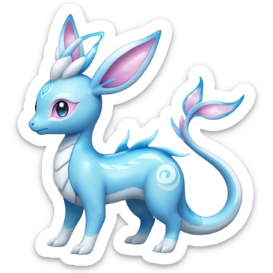 Shiny Sparkly Bioluminescent Glowing Lumineon-Amaura-Dragonair-Sylveon-Fakémon-hybrid-creature (full body)  sticker