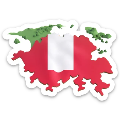 3D style illustration of Austria's terrain with the Austrian flag overlaid, vivid and clear flag colors sticker