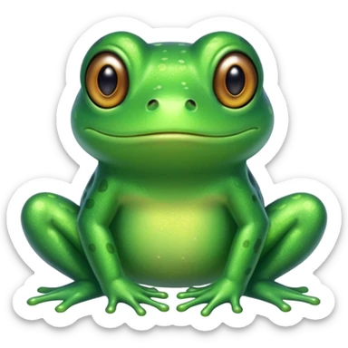 Glitter Green Frog cute sticker