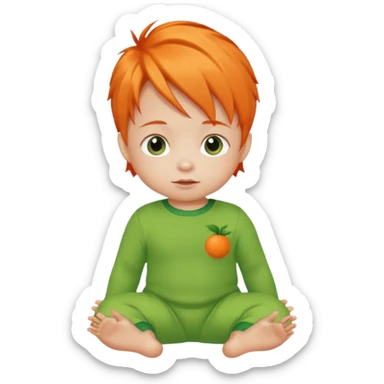 orange hair baby green outfit sticker