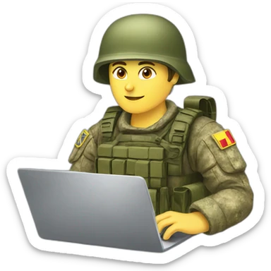 ukrainain-soldier-coding-with-laptop sticker
