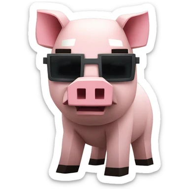 a minecraft pig with sunglasses on sticker