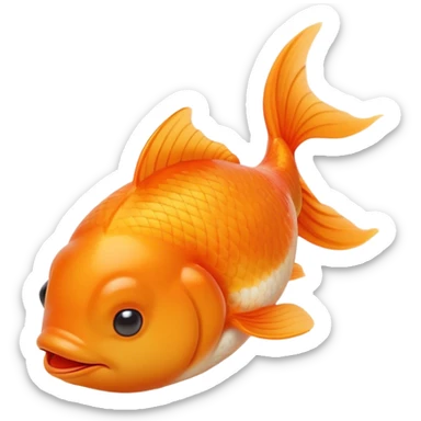Meme-Worthy Cute Sleeping Orange Goldfish Portrait Emoji, Head resting peacefully with a contented smile, showcasing a streamlined, graceful body with a luxuriously soft vibrant orange hue, eyes closed in a serene, floating nap, Simplified yet hilariously adorable features, highly detailed, glowing with a soft, drowsy light, high shine, relaxed and utterly lovable, stylized with an air of playful laziness, bright and heartwarming, soft glowing outline, capturing the essence of a comically sleepy goldfish, so meme-worthy it feels like it could instantly become the next viral sensation of adorable slumber! sticker