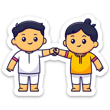 cute characters linking arms with Hindi word Tumse sticker
