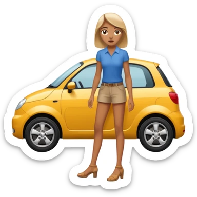 Tall girl crushing a tiny car under her foot sticker