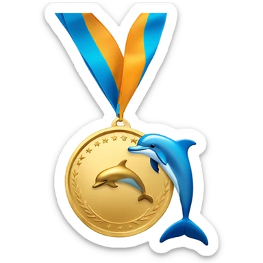 Gold medal with Dolphin sticker