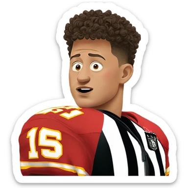 Patrick Mahomes crying to a referee  sticker