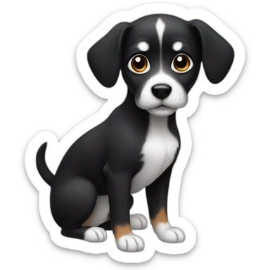 Black small dog with White spot in the belly sticker