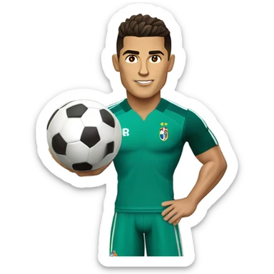 full-length football player Cristiano Ronaldo with a ball sticker