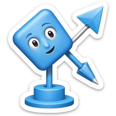 Un cuadrado azul con una flecha en medio sticker