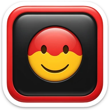 A wawy black and red rectangle with medium sized yellow circle in the middle sticker