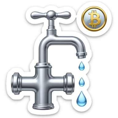 hazme una canilla y que las gotas de agua sean bitcoins sticker