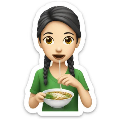 girl eating pho sticker