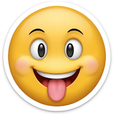 smiley face with wide, off-center eyes, tongue-out, goofy and playful, clumsy vibe sticker