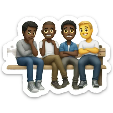 seven guys sitting outside sticker
