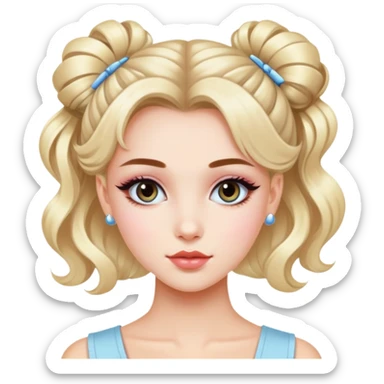 pretty y2k bratz baddie, pretty makeup, y2k hairstyle sticker