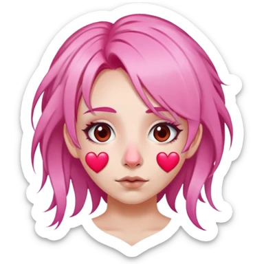 girl with pink hair and overgrown roots, with a septum heart in her nose sticker