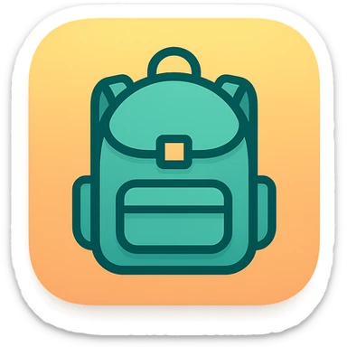 iOS app icon style for folder 'School': square with strongly rounded corners, soft color gradient, symbol of a school backpack in the center, modern look sticker
