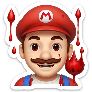 mario a lot of blood on his face sticker