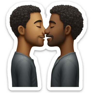 A man gently kissing another man on the forehead sticker