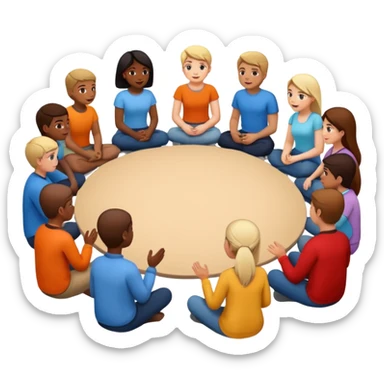 Therapy support group with a group of people sitting in a circle talking to each other  sticker