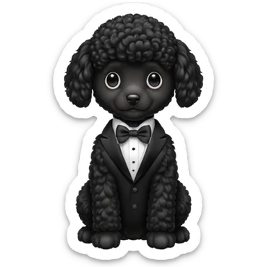 Black poodle puppy in a tux sticker