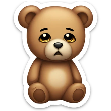 sad cute teddy bear plushie with tears sticker