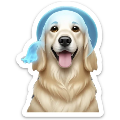 Golden retriever with ghost costume  sticker
