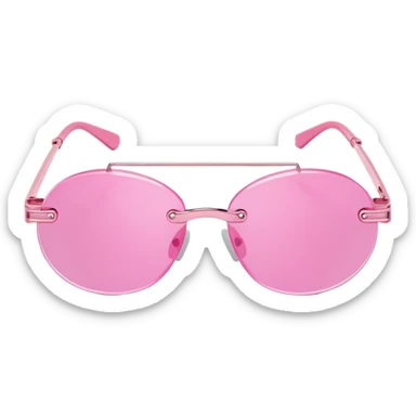 Y2K style rimless pink sunglasses, futuristic design, no frame, early 2000s fashion sticker