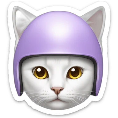 White cat in Lilac helmet sticker