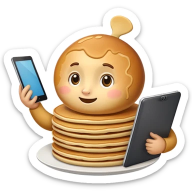 A pancake conducting a large meeting about technology  sticker