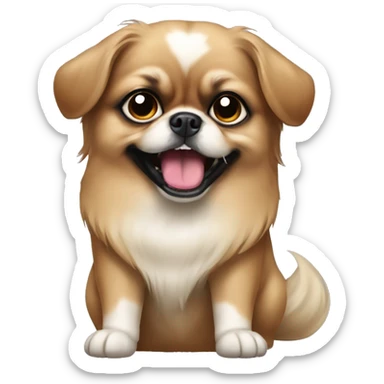 short ears pekinese dog with overbite teeth sticker