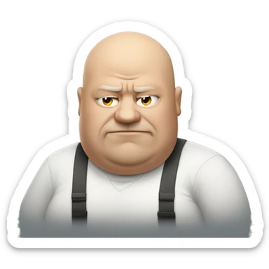 Fat bald man smoking and mad sticker