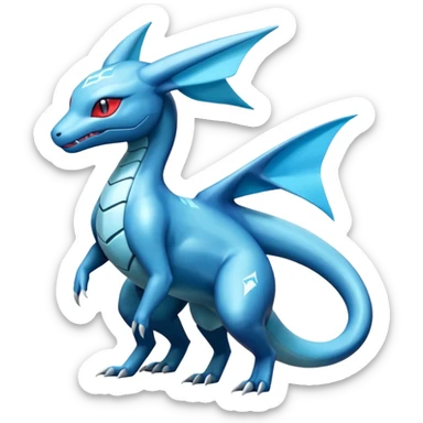 Shiny Futuristic Salamence-Salandit-Glaceon-Fakémon-hybrid-creature (full body)  sticker