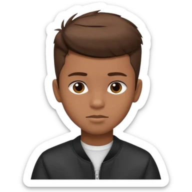 create a fringe haircut boy with a brown hair with hair little up more looking like quiff hairstyle but its going straight not on sides sticker