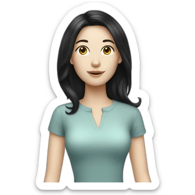 black hair pale skin femal product designer sticker