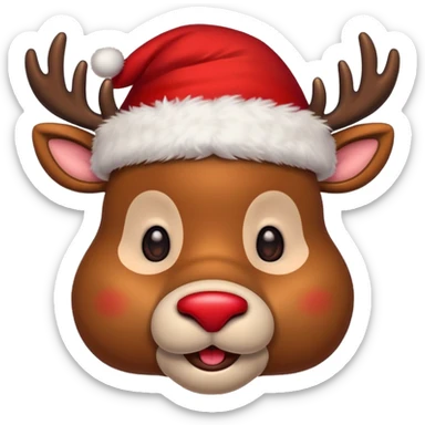 Christmas reindeer face with christmas accessories sticker