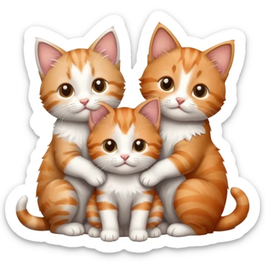 6 tiny kittens cuddling together all different colours, the first one is grey and white, the second is ginger and white and the third is brown tabby and white sticker