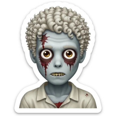 Menino zumbi com cabelo cacheado com luzes brancas sticker
