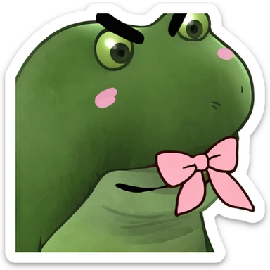 Middle finger scar with tongue, sticking out with a bow sticker