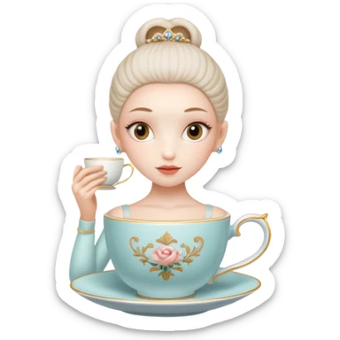 A ballerina but it’s head is a tea cup sticker