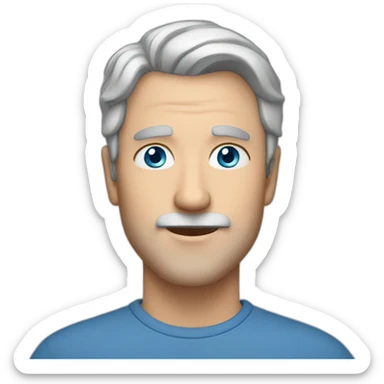 middle age white man with blue eyes long eyelashes and short gray hair sticker