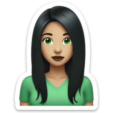girl with green eyes and long black hair with big lips  sticker
