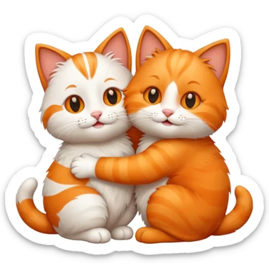 two happy cats hugging sticker