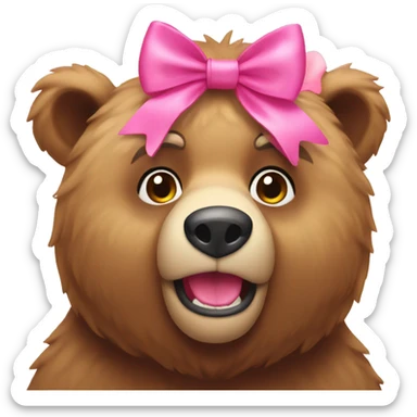 Bear with pink bow on his head  sticker