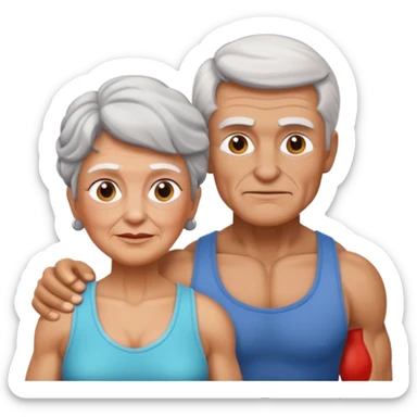 granny with a pumped up guy emoji iOS 18.1 sticker