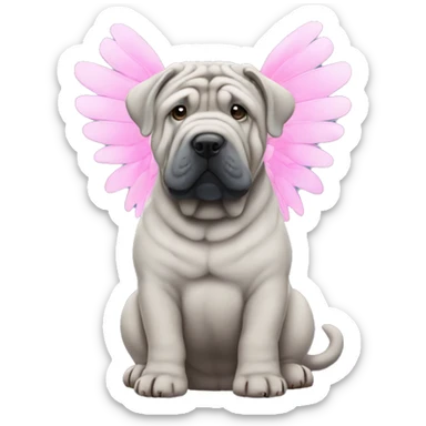 Blue shar Pei with pink angel wings sticker