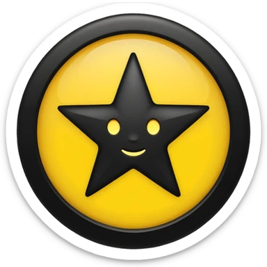 Full plain Black star in yellow circle ( snap star) sticker