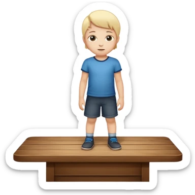 niño parado encima de una mesa sticker